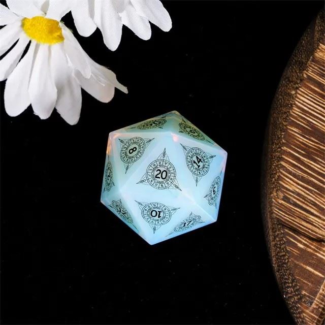 Astrology on Opalite Gemstone - D20 RPG Dice