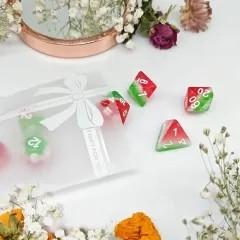 7pcs Dice Resin Layer White Font Green White Red