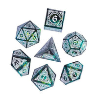 Thumbnail for White Pattern on Grey with Candy Sharp Resin - 7pcs RPG Dice Set