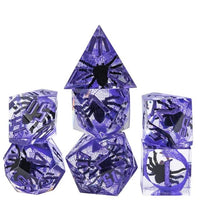 Thumbnail for Spider in Clear & Purple Filled Sharp Resin - 7pcs RPG Dice Set