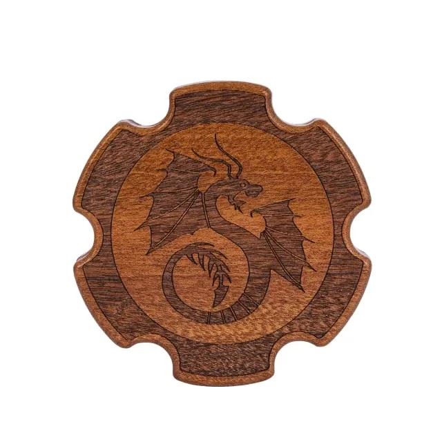 Dragon on Sapele Wood with 7 Slots -  Magnetic Cog Dice Storage