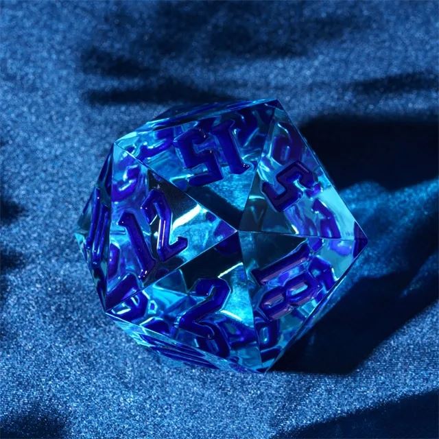 Clear & Blue Sharp Acrylic  - D20 RPG Dice