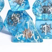Thumbnail for Pirate Galleon in Clear & Blue Resin - 7pcs RPG Full Dice Set