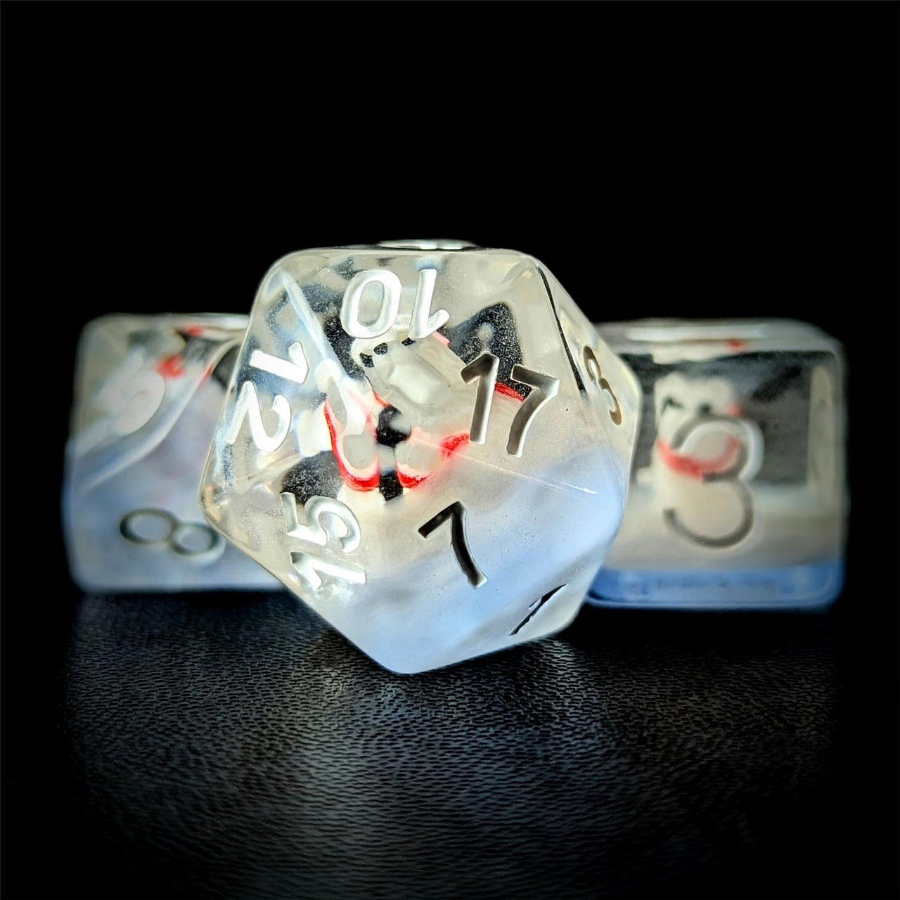 Polar Bear in Clear & Blue Resin - 7pcs RPG Full Dice Set