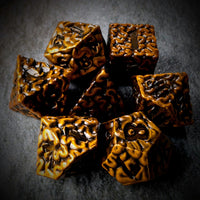 Thumbnail for 7pcs RPG Dice Set - Black Wash over Gold Metal Brains