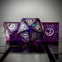 Thumbnail for Moon on Purple with White Swirl Sharp Resin - 7pcs RPG Dice Set