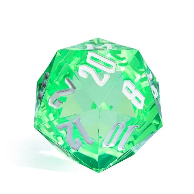 Clear & Green Sharp Acrylic - D20 RPG Dice