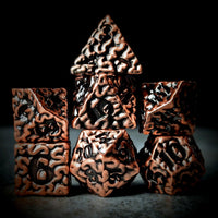 Thumbnail for 7pcs RPG Dice Set - Black Wash over Copper Metal Brains