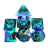 Thumbnail for 7pcs Dice Sharp Filled Tentacle Blue Font Blue