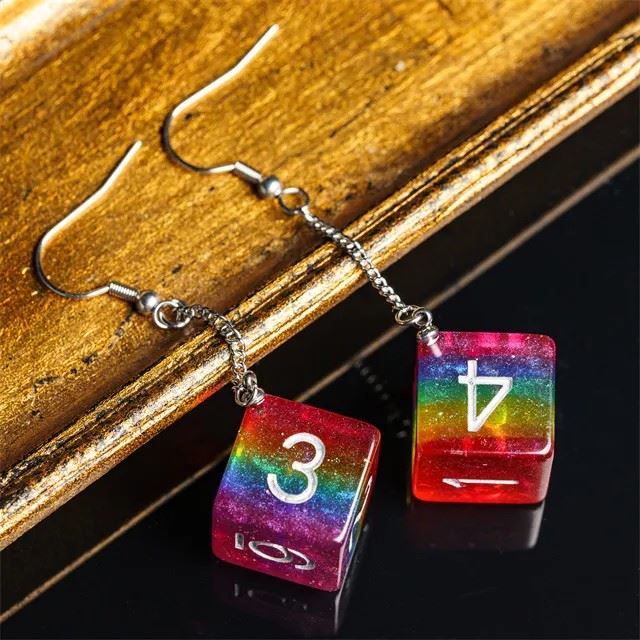 Rainbow Resin - D6 Earings