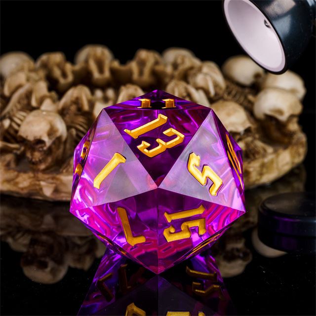 Magenta & Clear Sharp Acrylic - D20 RPG Dice