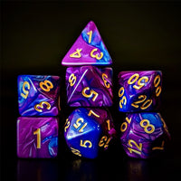 Thumbnail for Blend of Purple & Blue Acrylic - 7pcs RPG Full Dice Set Dark Stack