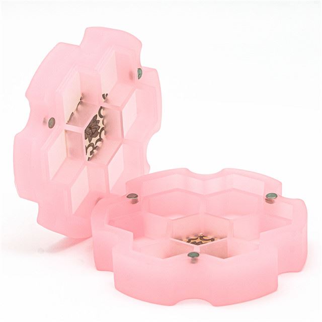 Frosted Gold & Pink Resin with 7 Slots - Dice Storage