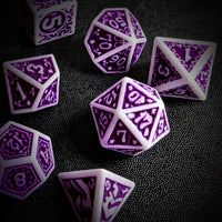 Thumbnail for Purple Vines on White Acrylic - 7pcs RPG Full Dice Set