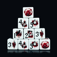 Thumbnail for 6pcs D6 16mm Dice Acrylic Printed Gothic Black Font Red White