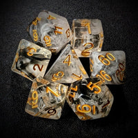 Thumbnail for Black & White Swirl in Clear Resin - 7pcs RPG Full Dice Set