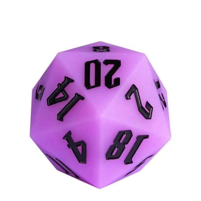 Black on Solid Purple Silicone - D20 RPG Dice