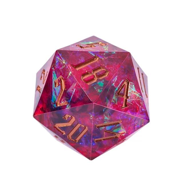 Candy in Black & Pink with White Foil Sharp Resin - D20 RPG Dice