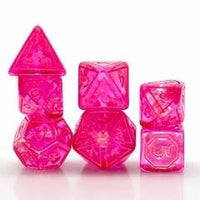 Thumbnail for 7pcs Dice Resin Pattern Foil Pink Font Pink