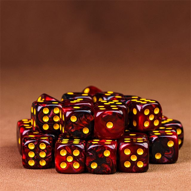 12mm Red & Black Acrylic - 10pcs D6 RPG Dice Set