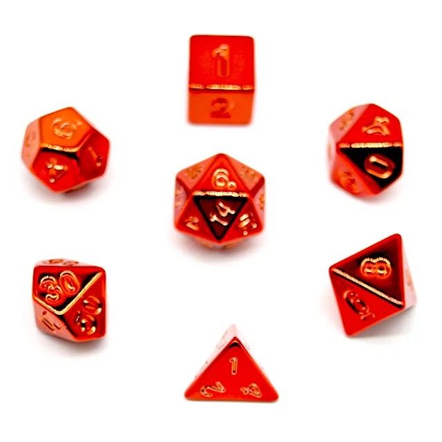 Red Metallic Acrylic - 7pcs RPG Dice Set