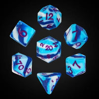 Thumbnail for Blue & White Layered Silicone - 7pcs RPG Full Dice Set