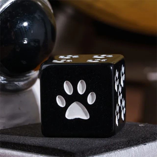 Paw on Black Resin - 6pcs D6 RPG Dice Set