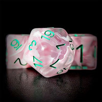 Thumbnail for Pink Swirl in Clear Resin - 7pcs RPG Full Dice Set