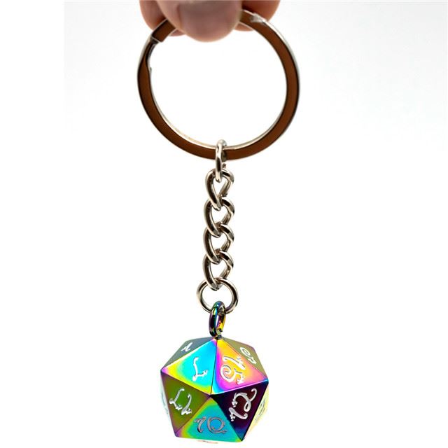 Rainbow Metal - D20 Keyring