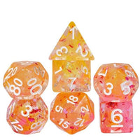 Thumbnail for 7pcs Dice Resin Swirl White Font Pink Orange