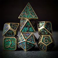 Thumbnail for Glitter Pink Enamel in Bronze Metal - 7pcs RPG Dice Set