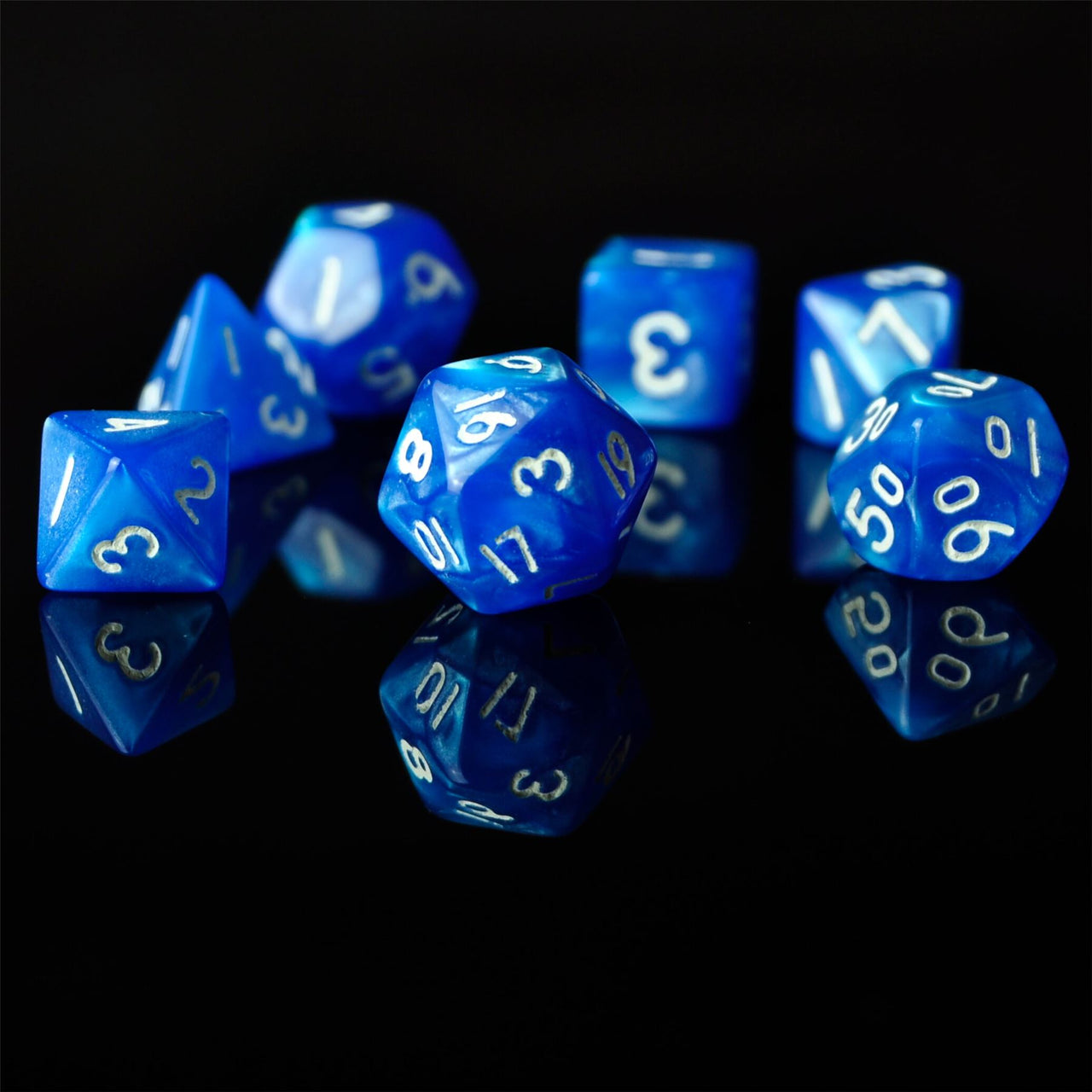 Silk Blue Acrylic - 7pcs RPG Mini Dice Set