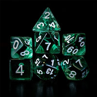 Thumbnail for Clear Green Acrylic - 7pcs RPG Full Dice Set Dark Stack