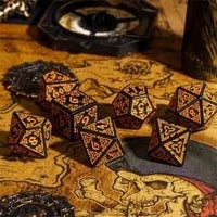 Thumbnail for Orange Celtic Knot on Black Acrylic - 7pcs RPG Full Dice Set