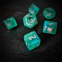 Thumbnail for Glitter in Green & Pink Acrylic - 7pcs RPG Full Dice Set Scatter