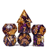 Thumbnail for Foil Feather Black, Purple & Clear Filled Sharp Resin - 7pcs RPG Dice Set