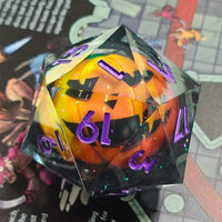 Thumbnail for Pumpkin in Grey & Clear Sharp Resin - D20 RPG Dice