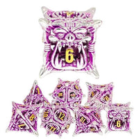 Thumbnail for 7pcs Dice Metal Hollow Monster Teeth Gold Font Silver Magenta