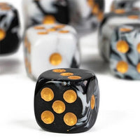Thumbnail for 16mm White & Black Acrylic  - 6pcs D6 RPG Dice Set