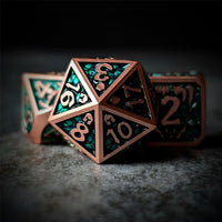 Thumbnail for Forest Green Monster in Copper Metal - 7pcs RPG Dice Set