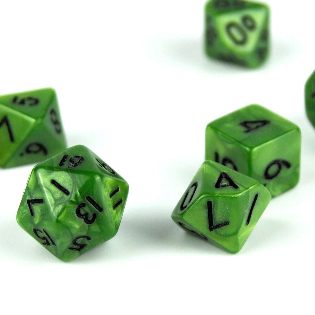 Silk Olive Green Acrylic - 7pcs RPG Mini Dice Set