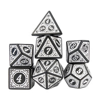 Thumbnail for White Lattice on Black Acrylic - 7pcs RPG Full Dice Set