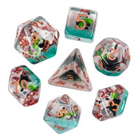 Thumbnail for Dragon Skull in Clear & Cyan Resin - 7pcs RPG Full Dice Set