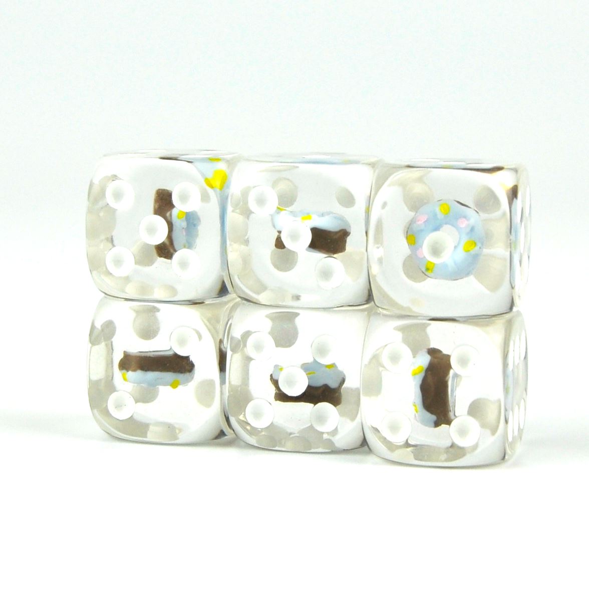 Blue Donut in Clear Resin - 6pcs D6 RPG Dice Set