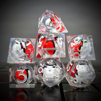 Thumbnail for 7pcs Dice Sharp Filled Poke Ball White Font Clear