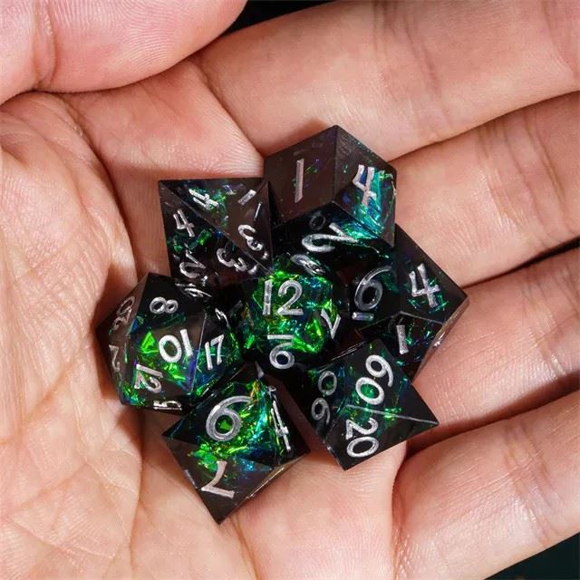 Candy in Black Mini Sharp Resin - 7pcs RPG Dice Set