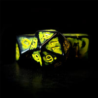 Thumbnail for Washed Yellow on Black Acrylic - 7pcs RPG Full Dice Set
