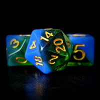 Thumbnail for Layered Blue & Green with Shimmer Resin - 7pcs RPG Full Dice Set