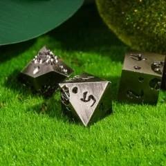 Lotus Flower in Silver Metal - 7pcs RPG Dice Set