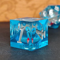 Thumbnail for Fish Ball in Clear & Blue Filled Sharp Resin - 7pcs RPG Dice Set